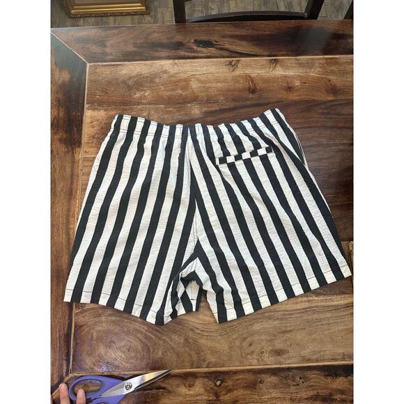 H&M Men's Black & White Striped Print Seersucker Swim Trunks Shorts Size XL - Picture 3 of 6